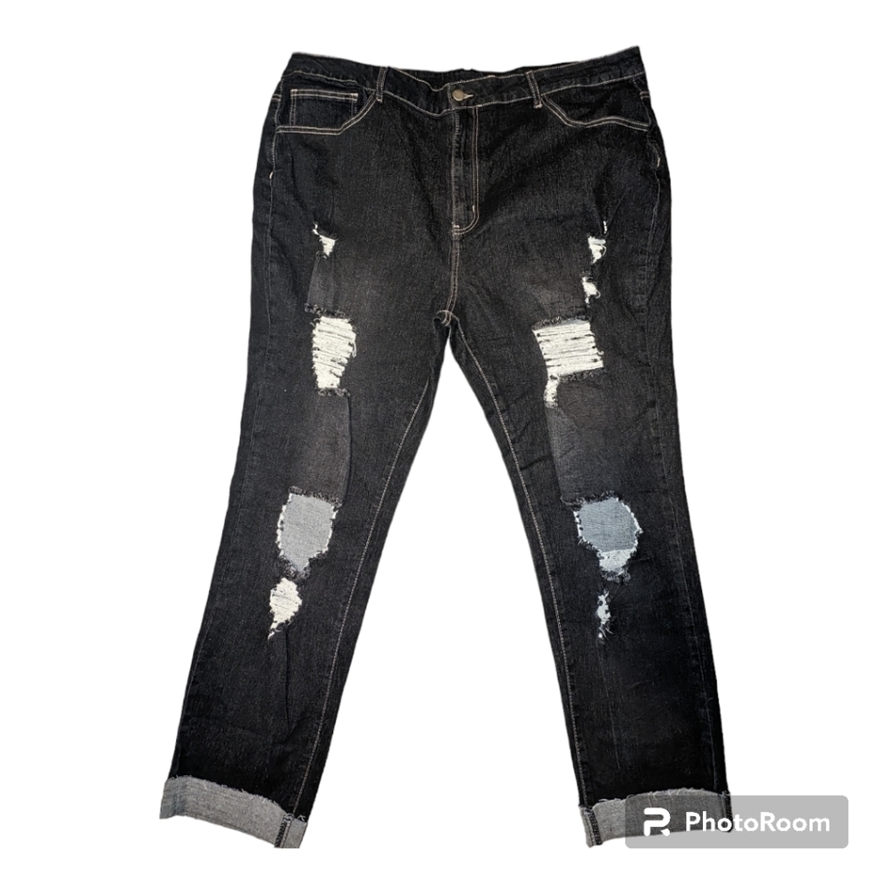 FLAMINGO HIGH Waisted Distressed Stretch Curvy Ankle LENGTH FRAYED Jeans